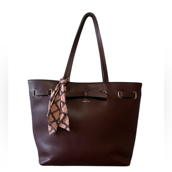 Anne Klein Handbags - Anne Klein Burgundy Tote Bag with Scarf
